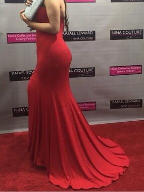 Strapless Red Sequin Mermaid Maxi Dress